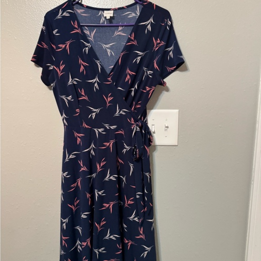 Kaileigh Navy and Pink Floral Midi Dress